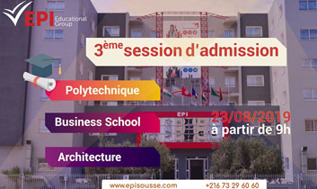 Troisième session d’admission 23/08/2019